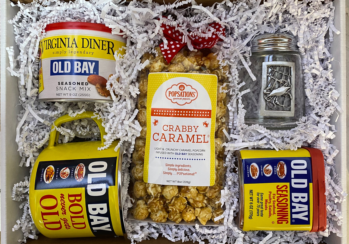 Old Bay Gift Box I Old Bay seasoned caramel popcorn and peanuts
