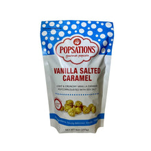 Load image into Gallery viewer, Popsations Vanilla Salted Caramel popcorn in a resealable bag
