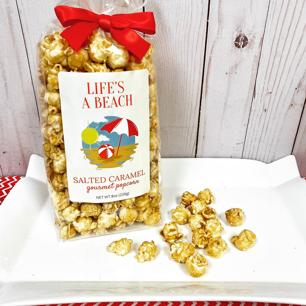 Life's A Beach 8oz Salted Caramel Popcorn Ribbon Bag