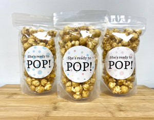 She's Ready to POP baby shower popcorn favors